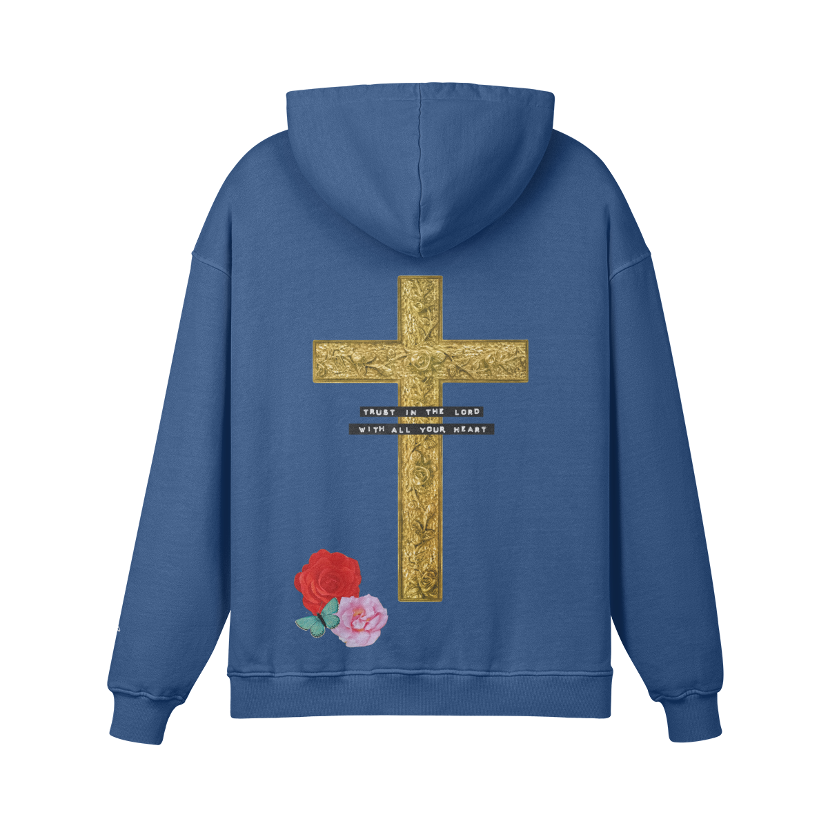 TRUST IN THE LORD (PROVERBS 3:5–6) OCEAN BLUE COTTON HOODIE