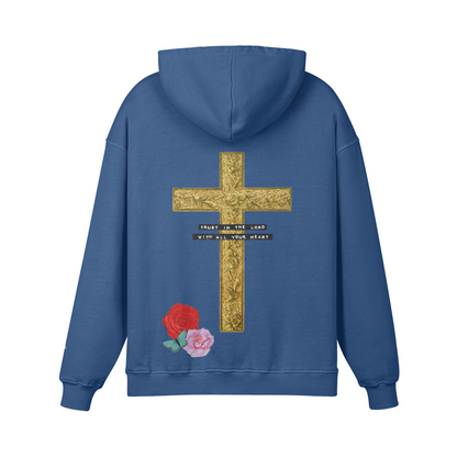TRUST IN THE LORD (PROVERBS 3:5–6) OCEAN BLUE COTTON HOODIE